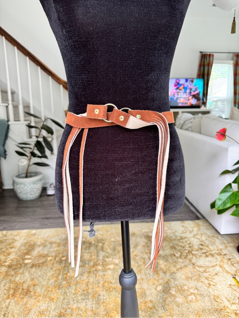 Women’s Vintage Brown Suede Fringe Belt - Stylish Waist Tie